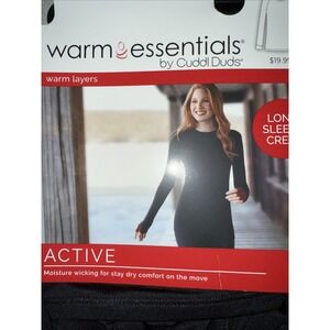 Cuddl Duds: Women's Black (Small) Active Long Sleeve Crew Shirt